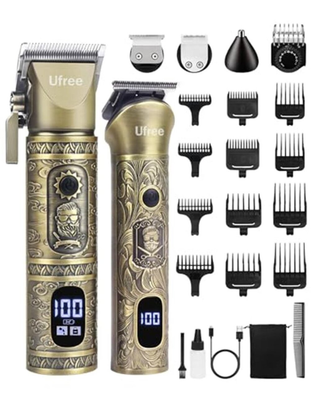 Men's Professional Hair Clippers Cordless Beard Trimmer, Bronze
